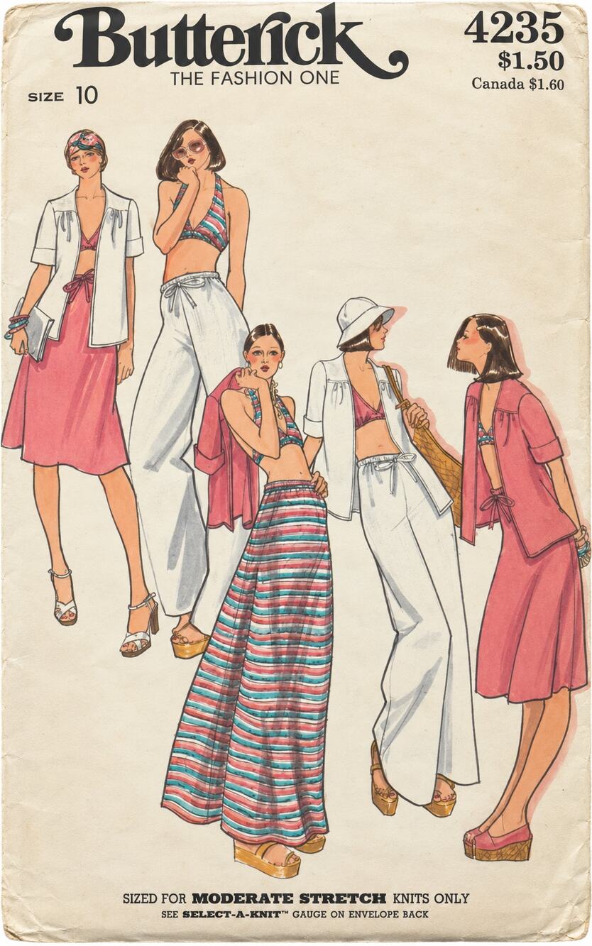 Vintage Butterick Pattern 70's JACKET BRA TOP SKIRT DRAWSTRING PANTS Size 10 UC